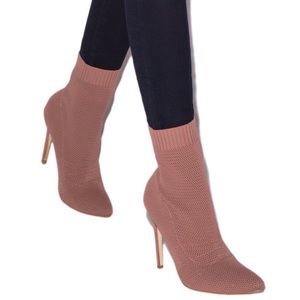 Angelique Desert Rose sock Bootie Heels